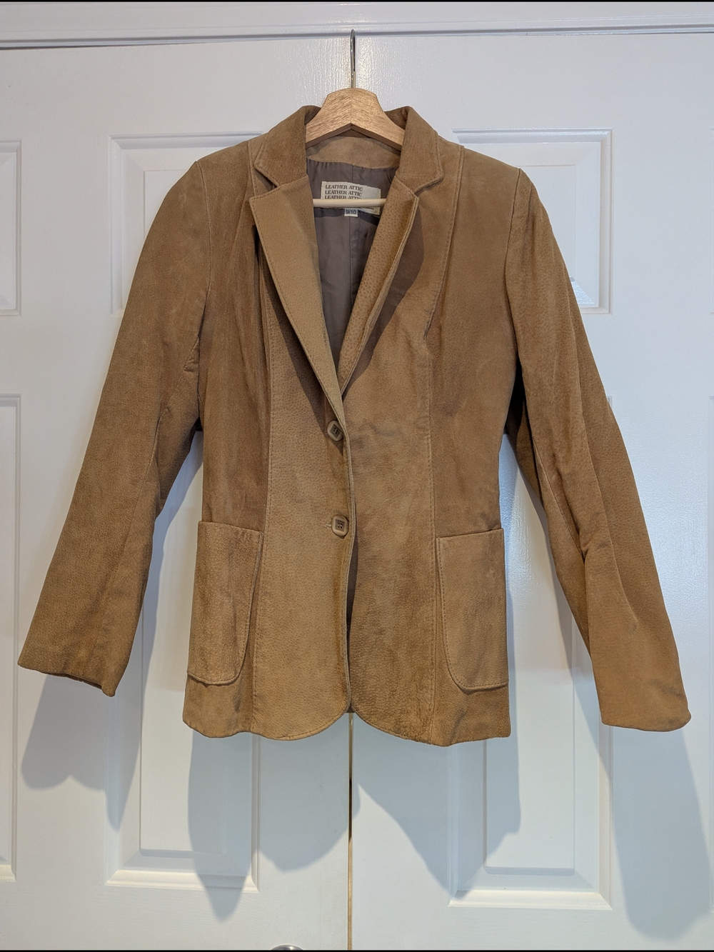 Vintage Leather Attic Womens Classic Brown Camel Leather Blazer Jacket XS/S